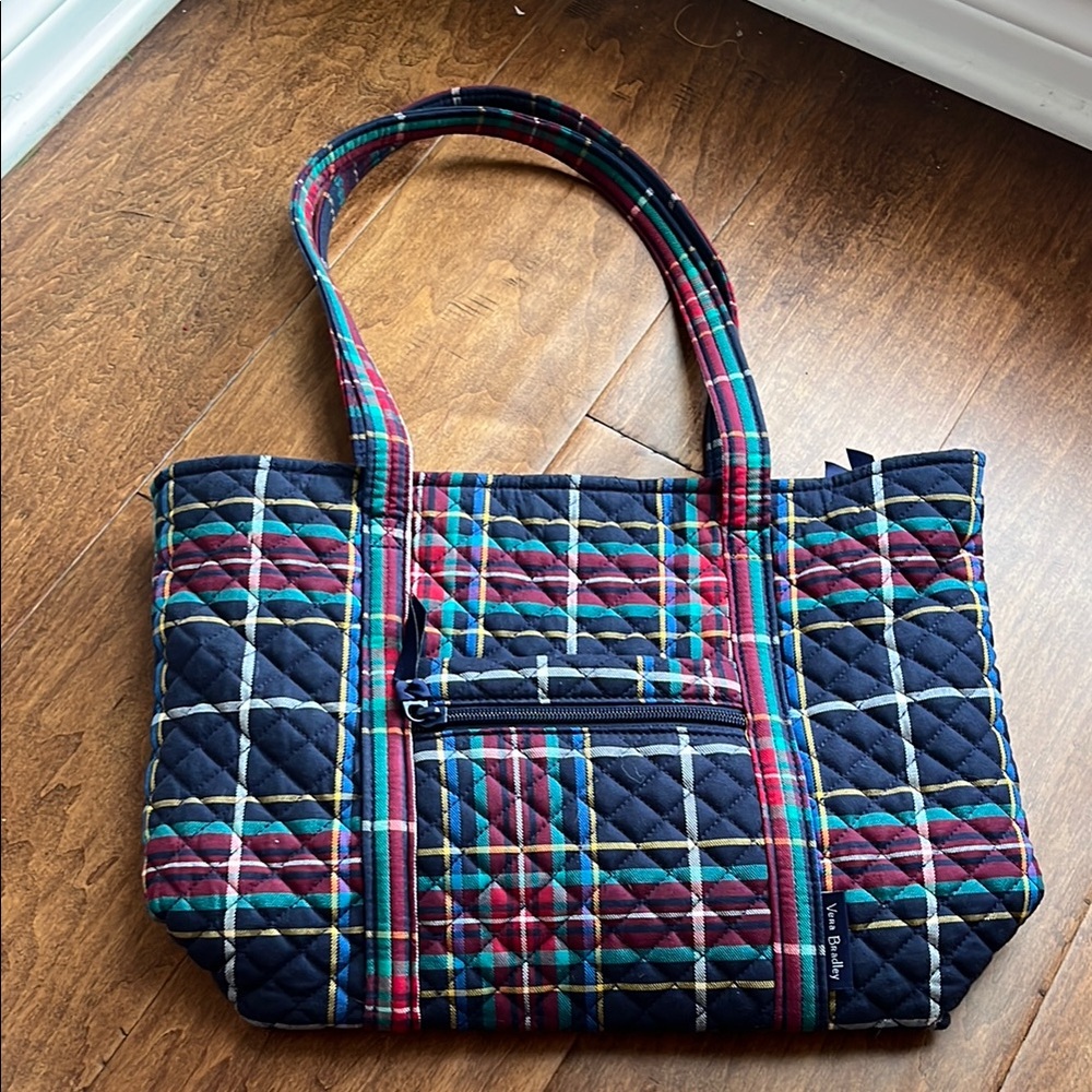 Vera Bradley Blue and Red Plaid Small Tote Bag